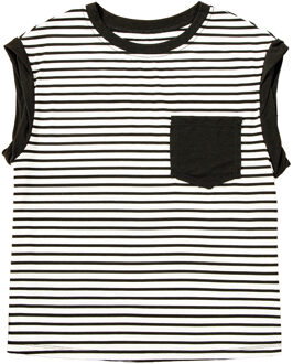 Gestreept Pocket T-shirt - maat M Zwart