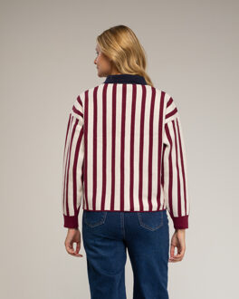 Gestreept polo-achtig gebreid sweater Bourgogne - One Size