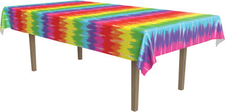 Gestreept Tie Dye tafelkleed - 275 x 135 cm - Hippie Sixties - Feesttafelkleden Multikleur
