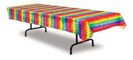 Gestreept Tie Dye tafelkleed - 275 x 135 cm - Hippie Sixties - Feesttafelkleden Multikleur