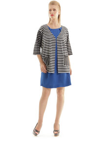 Gestreept vest met zakdetail Zwart