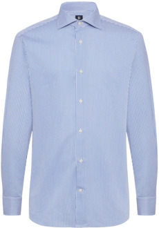 Gestreept Windsor Kraag Overhemd Slim Boggi Milano , Blue , Heren - 2Xl,Xl,L,M,S