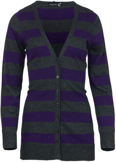 Gestreept wollen vest - maat S Donkergrijs