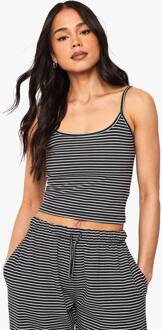 Gestreepte Binding Tank Top, Black - 44