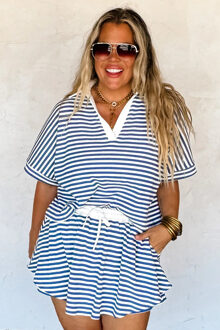 Gestreepte Brei Loungewear Set Wit