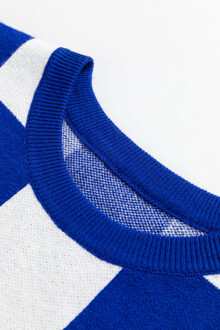 Gestreepte Brei Pulier Sweater Middelblauw