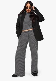 Gestreepte Broek Met Rechte Pijp, Black - 42