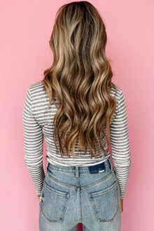 Gestreepte Coltrui met Lange Mouwen - maat L Lichtgrijs