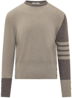 Gestreepte Crewneck Pullover Sweater Thom Browne , Beige , Heren - Xl,L,M