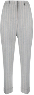 Gestreepte cropped broek met taps toelopende pijpen Peserico , Gray , Dames - 3XL