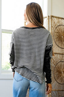 Gestreepte Gebreide Casual Top Wit