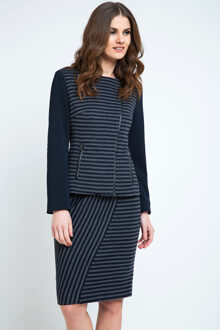 Gestreepte Gebreide Jas Navy - EU 38 / UK 10