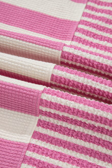 Gestreepte Gebreide Korte Mouwen Top - maat XL Wit