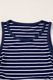 Gestreepte Geribde Tanktop Navy