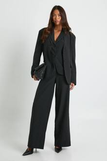 Gestreepte Getailleerde Broeken Met Wijde Pijpen, Black - 36