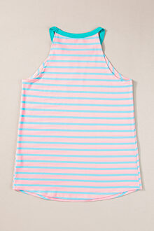 Gestreepte Halter Tanktop - maat Lichtroze