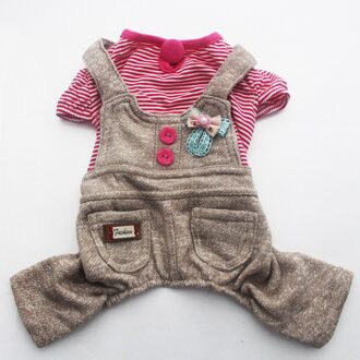 Gestreepte Hond Kat Jumpsuit Rompertjes Strik/Badge Pet Puppy T-shirt Lente/Zomer Kleding roze / Xl