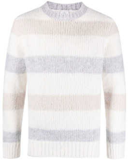 Gestreepte Ivory/Grijze Pullover Eleventy , Multicolor , Heren - L