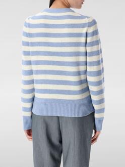 Gestreepte Kat Intarsia Breipullover Lichtblauw