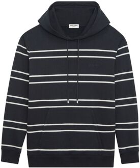 Gestreepte Katoenen Hoodie - maat M Zwart