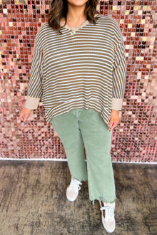 Gestreepte Lange Mouwen Trui - maat 4XL Bruin