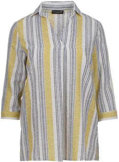 Gestreepte linnen top met zakken - maat Geel