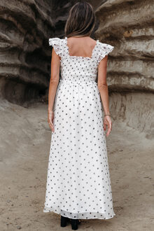 Gestreepte Maxi-Jurk met Polkadots Wit