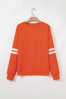 Gestreepte Mouw Pullover Oranje