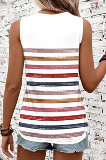 Gestreepte Mouwloze Relaxed Tanktop Wit