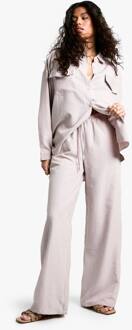 Gestreepte Peached Broek Met Trekkoord Taille En Wijde Pijpen, Pink - 38