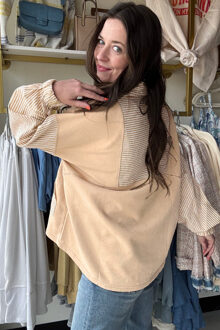 Gestreepte Pullover Relaxed Fit - maat M Beige