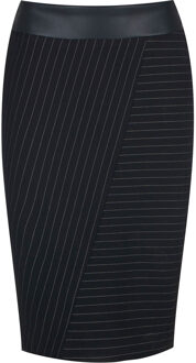 Gestreepte Punto di Roma Midi Rok Stretch Zwart - EU 40 / UK 12