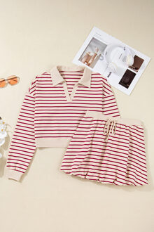 Gestreepte Rok Set Huidkleurig