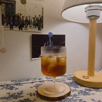 Gestreepte Sap Cup Transparant Kristal Bier Whisky Brandy Vodka Cup Koffie Pudding Cup Hittebestendige Hoge Waarde Glas fles 280ml