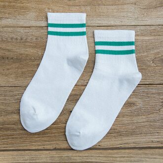 Gestreepte Sokken Calcetines Mujer Harajuku Skarpetki Damskie Chaussette Femme Vrouwen Koreaanse Stijl Japan Wit Vrouw Katoen Sport donker groen