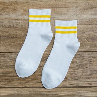 Gestreepte Sokken Calcetines Mujer Harajuku Skarpetki Damskie Chaussette Femme Vrouwen Koreaanse Stijl Japan Wit Vrouw Katoen Sport geel