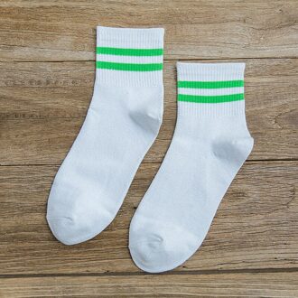 Gestreepte Sokken Calcetines Mujer Harajuku Skarpetki Damskie Chaussette Femme Vrouwen Koreaanse Stijl Japan Wit Vrouw Katoen Sport helder groen