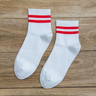 Gestreepte Sokken Calcetines Mujer Harajuku Skarpetki Damskie Chaussette Femme Vrouwen Koreaanse Stijl Japan Wit Vrouw Katoen Sport rood