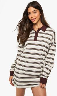 Gestreepte Sweatshirtjurk Met Lange Mouwen En Kraag, Lemon - 44