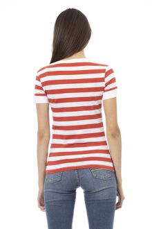 Gestreepte T-shirt met Strass Details - maat M Wit