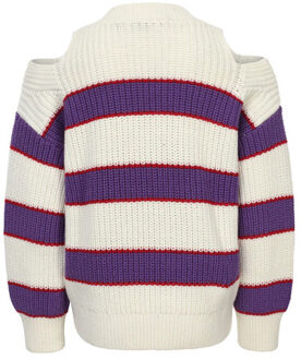 Gestreepte trui met open schouders voor meisjes in de kleur Ecru - 128