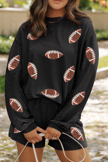 Gestrikt Voetbal Loungewear Set Zwart