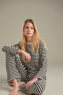 Gestript overhemd - Zwart - L/XL (long)