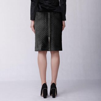 Gestructureerde fluwelen bi-materiaal rok Zwart - L