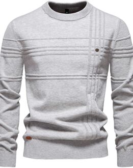 Gestructureerde Gebreide Trui - maat 2XL Lichtgrijs