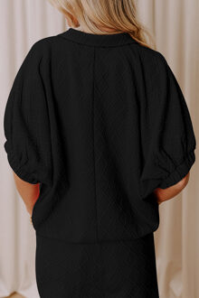 Gestructureerde Gebreide Twee-delige Set Zwart