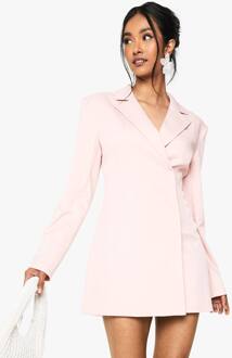 Gestructureerde Oversized Wrap Over Blazerjurk, Pink - 40