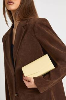 Gestructureerde Patent Clutch En Ketting, Butter - ONE SIZE