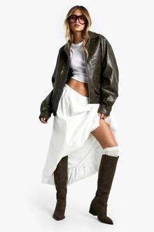 Gestructureerde Puff Ball Maxi Rok, White - 40