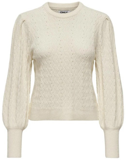 Gestructureerde Puff O-Neck Trui Only , Beige , Dames - L,M,S,Xs